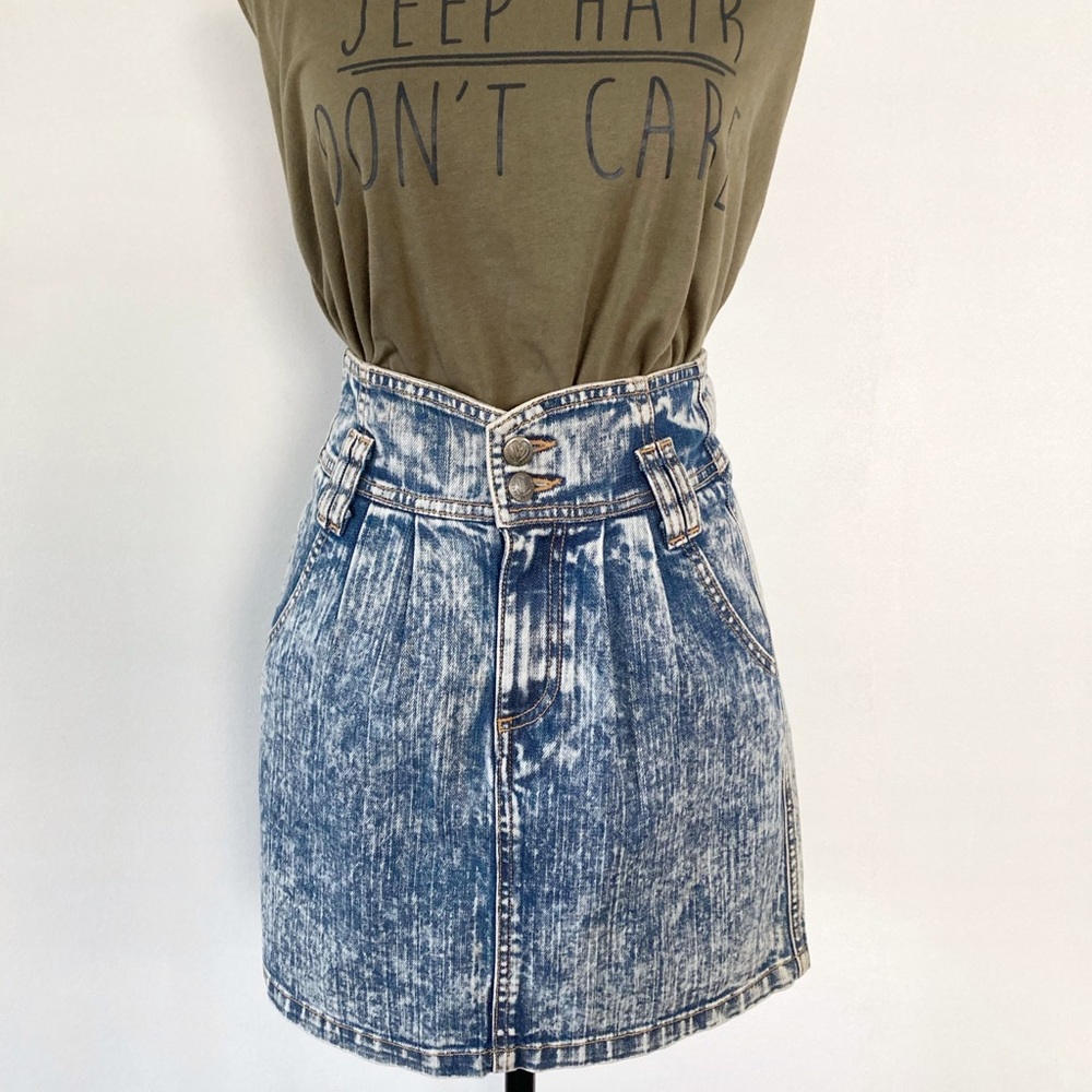 Wildfox denim high waisted skirt acid wash